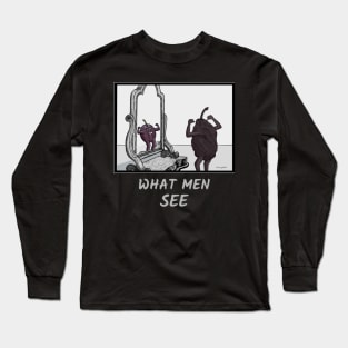 What Men See – Body image illustrated with prune and plum cartoons Long Sleeve T-Shirt